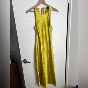 House of Harlow 1960 Chartreuse Satin Midi Dress